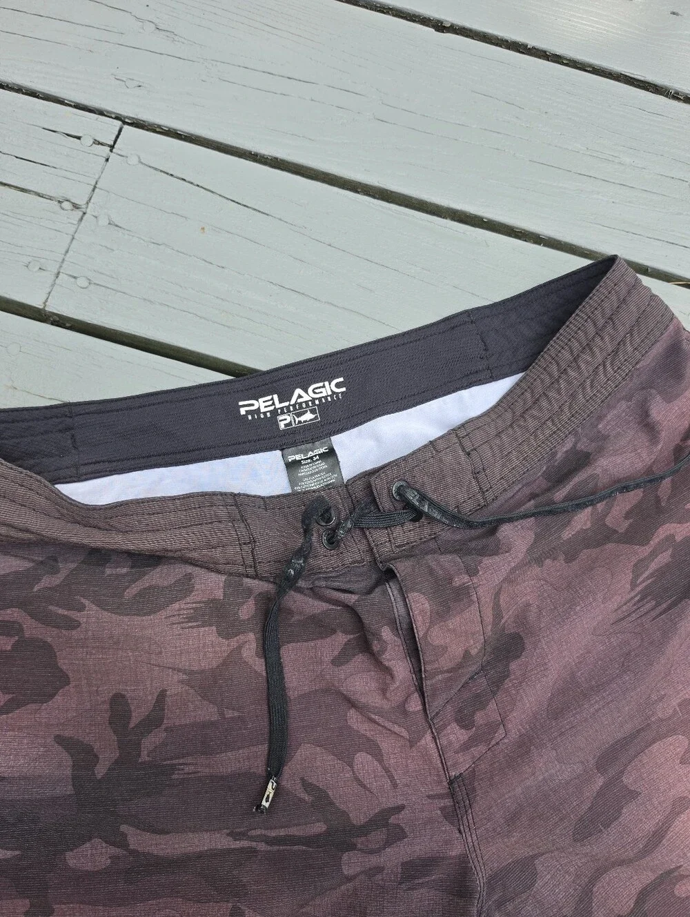 Pelagic High Performance Camo Board Swim Fishing Shorts 34